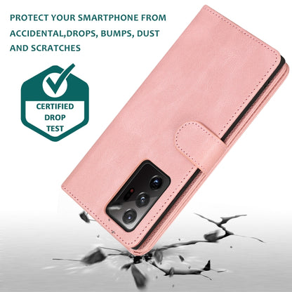 For Samsung Galaxy Note20 Ultra Skin-feel Crazy Horse Texture Zipper Wallet Bag Horizontal Flip Leather Case with Holder & Card Slots & Wallet & Lanyard(Rose Gold) by buy2fix