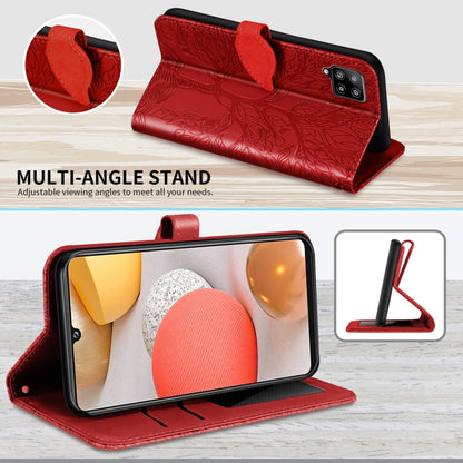 For Samsung Galaxy A12 Life of Tree Embossing Pattern Horizontal Flip Leather Case with Holder & Card Slot & Wallet & Photo Frame & Lanyard(Red) by buy2fix