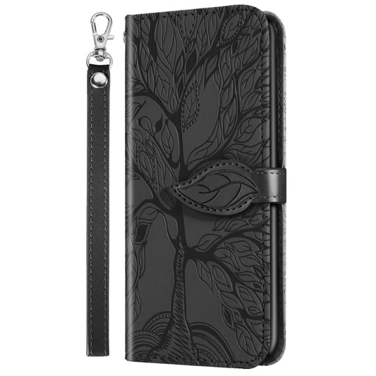 For Samsung Galaxy A12 Life of Tree Embossing Pattern Horizontal Flip Leather Case with Holder & Card Slot & Wallet & Photo Frame & Lanyard(Black) by buy2fix