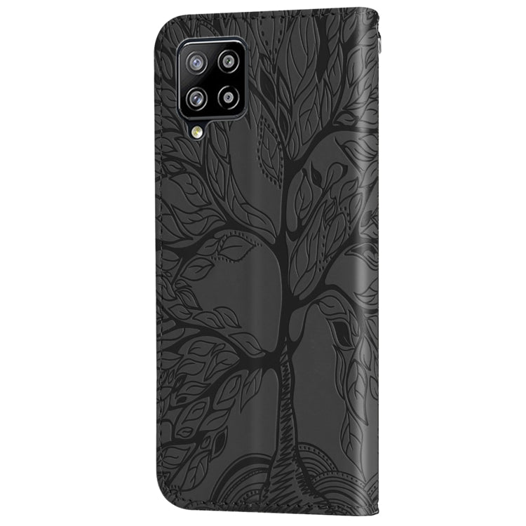 For Samsung Galaxy A12 Life of Tree Embossing Pattern Horizontal Flip Leather Case with Holder & Card Slot & Wallet & Photo Frame & Lanyard(Black) by buy2fix