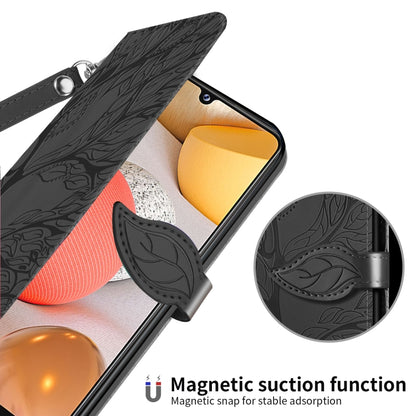 For Samsung Galaxy A12 Life of Tree Embossing Pattern Horizontal Flip Leather Case with Holder & Card Slot & Wallet & Photo Frame & Lanyard(Black) by buy2fix