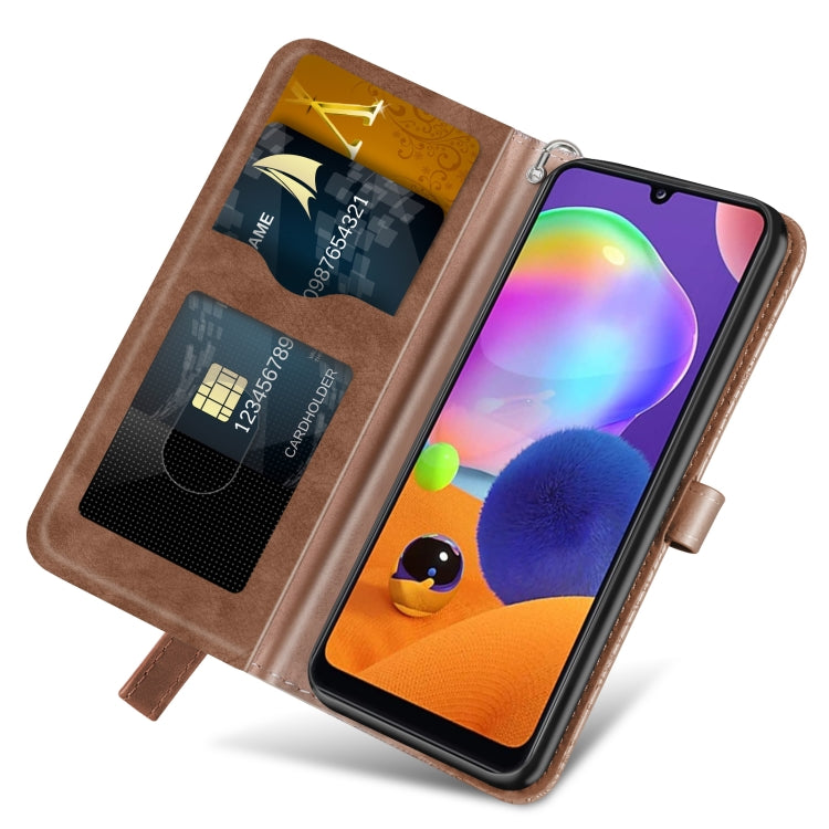 For Samsung Galaxy A31 Life of Tree Embossing Pattern Horizontal Flip Leather Case with Holder & Card Slot & Wallet & Photo Frame & Lanyard(Brown) by buy2fix