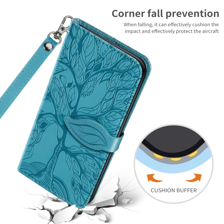 For Samsung Galaxy A52 5G / 4G Life of Tree Embossing Pattern Horizontal Flip Leather Case with Holder & Card Slot & Wallet & Photo Frame & Lanyard(Lake Blue) by buy2fix