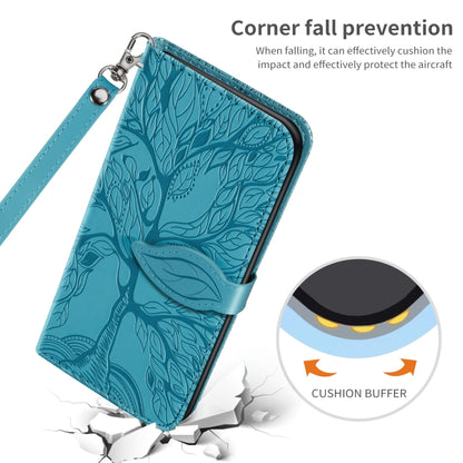 For Samsung Galaxy A52 5G / 4G Life of Tree Embossing Pattern Horizontal Flip Leather Case with Holder & Card Slot & Wallet & Photo Frame & Lanyard(Lake Blue) by buy2fix