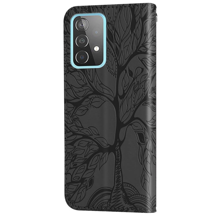 For Samsung Galaxy A52 5G / 4G Life of Tree Embossing Pattern Horizontal Flip Leather Case with Holder & Card Slot & Wallet & Photo Frame & Lanyard(Black) by buy2fix