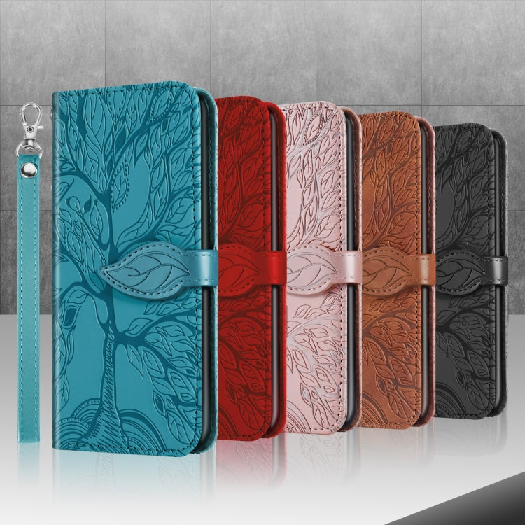 For Samsung Galaxy A52 5G / 4G Life of Tree Embossing Pattern Horizontal Flip Leather Case with Holder & Card Slot & Wallet & Photo Frame & Lanyard(Lake Blue) by buy2fix