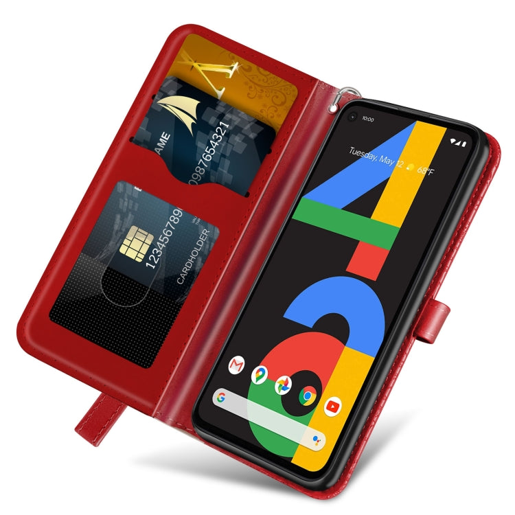 For Google Pixel 4a 5G Life of Tree Embossing Pattern Horizontal Flip Leather Case with Holder & Card Slot & Wallet & Photo Frame & Lanyard(Red) by buy2fix