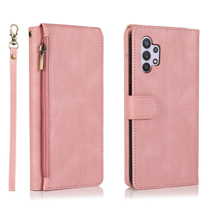 For Samsung Galaxy A32 5G Skin-feel Crazy Horse Texture Zipper Wallet Bag Horizontal Flip Leather Case with Holder & Card Slots & Wallet & Lanyard(Rose Gold) by buy2fix