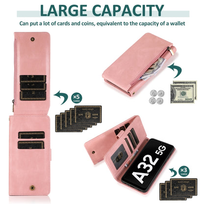 For Samsung Galaxy A32 5G Skin-feel Crazy Horse Texture Zipper Wallet Bag Horizontal Flip Leather Case with Holder & Card Slots & Wallet & Lanyard(Rose Gold) by buy2fix