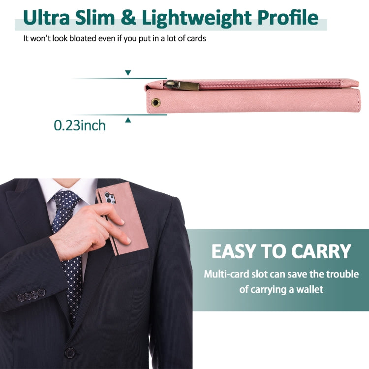 For Samsung Galaxy A32 5G Skin-feel Crazy Horse Texture Zipper Wallet Bag Horizontal Flip Leather Case with Holder & Card Slots & Wallet & Lanyard(Rose Gold) by buy2fix