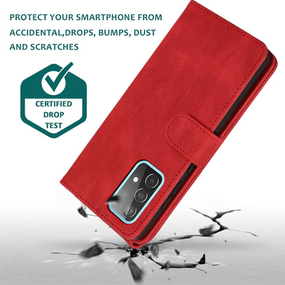 For Samsung Galaxy A52 5G Skin-feel Crazy Horse Texture Zipper Wallet Bag Horizontal Flip Leather Case with Holder & Card Slots & Wallet & Lanyard(Red) by buy2fix