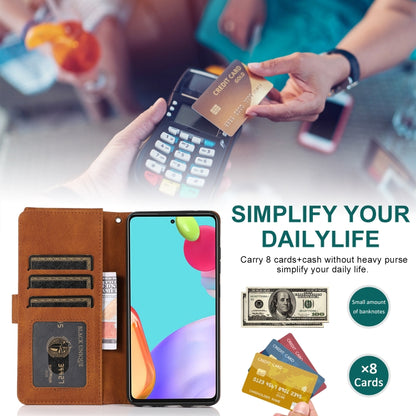 For Samsung Galaxy A52 5G Skin-feel Crazy Horse Texture Zipper Wallet Bag Horizontal Flip Leather Case with Holder & Card Slots & Wallet & Lanyard(Brown) by buy2fix
