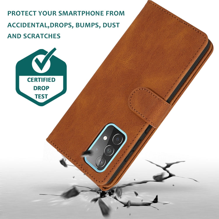 For Samsung Galaxy A52 5G Skin-feel Crazy Horse Texture Zipper Wallet Bag Horizontal Flip Leather Case with Holder & Card Slots & Wallet & Lanyard(Brown) by buy2fix