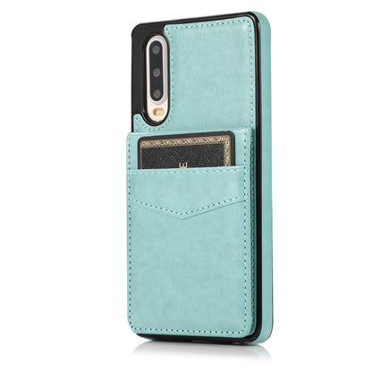 For Huawei P30 Solid Color PC + TPU Protective Case with Holder & Card Slots(Green) by buy2fix
