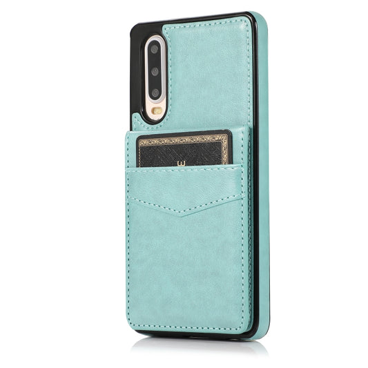 For Huawei P30 Solid Color PC + TPU Protective Case with Holder & Card Slots(Green) by buy2fix
