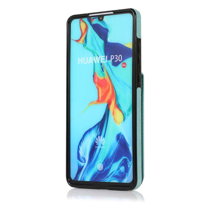 For Huawei P30 Solid Color PC + TPU Protective Case with Holder & Card Slots(Green) by buy2fix
