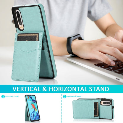 For Huawei P30 Solid Color PC + TPU Protective Case with Holder & Card Slots(Green) by buy2fix