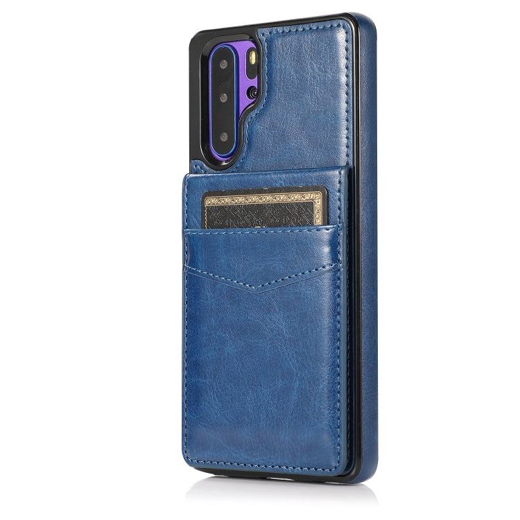 For Huawei P30 Pro Solid Color PC + TPU Protective Case with Holder & Card Slots(Blue) by buy2fix