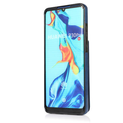 For Huawei P30 Pro Solid Color PC + TPU Protective Case with Holder & Card Slots(Blue) by buy2fix