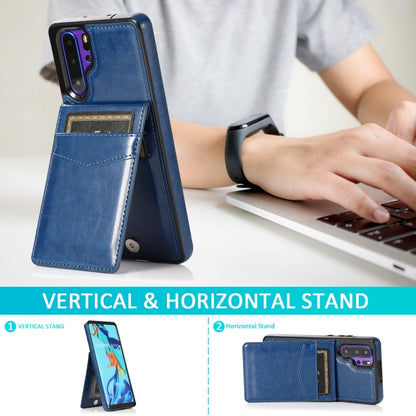 For Huawei P30 Pro Solid Color PC + TPU Protective Case with Holder & Card Slots(Blue) by buy2fix