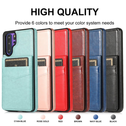 For Huawei P30 Pro Solid Color PC + TPU Protective Case with Holder & Card Slots(Blue) by buy2fix