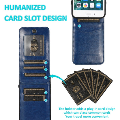 Solid Color PC + TPU Protective Case with Holder & Card Slots For iPhone 8 Plus / 7 Plus(Blue) by buy2fix