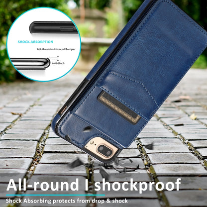 Solid Color PC + TPU Protective Case with Holder & Card Slots For iPhone 8 Plus / 7 Plus(Blue) by buy2fix