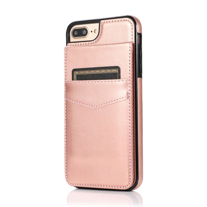 Solid Color PC + TPU Protective Case with Holder & Card Slots For iPhone 8 Plus / 7 Plus(Rose Gold) by buy2fix