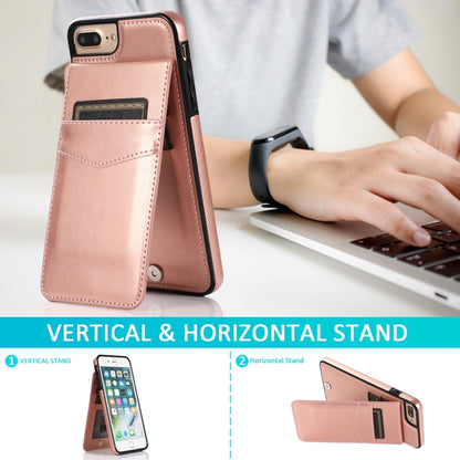 Solid Color PC + TPU Protective Case with Holder & Card Slots For iPhone 8 Plus / 7 Plus(Rose Gold) by buy2fix