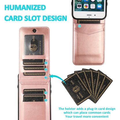 Solid Color PC + TPU Protective Case with Holder & Card Slots For iPhone 8 Plus / 7 Plus(Rose Gold) by buy2fix