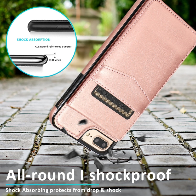 Solid Color PC + TPU Protective Case with Holder & Card Slots For iPhone 8 Plus / 7 Plus(Rose Gold) by buy2fix