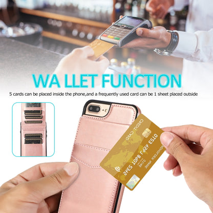 Solid Color PC + TPU Protective Case with Holder & Card Slots For iPhone 8 Plus / 7 Plus(Rose Gold) by buy2fix