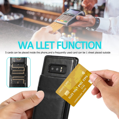 For Samsung Galaxy Note 8 Solid Color PC + TPU Protective Case with Holder & Card Slots(Black) by buy2fix