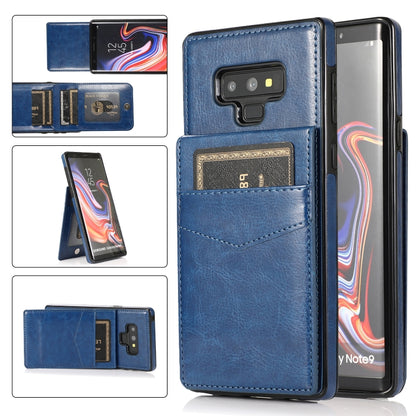 For Samsung Galaxy Note9 Solid Color PC + TPU Protective Case with Holder & Card Slots(Blue) by buy2fix