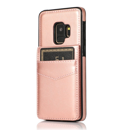 For Samsung Galaxy S9 Solid Color PC + TPU Protective Case with Holder & Card Slots(Rose Gold) by buy2fix