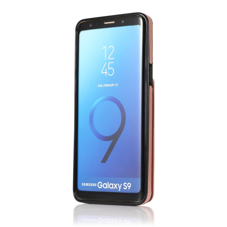 For Samsung Galaxy S9 Solid Color PC + TPU Protective Case with Holder & Card Slots(Rose Gold) by buy2fix