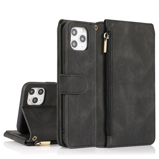 For iPhone 11 Pro Max Skin-feel Crazy Horse Texture Zipper Wallet Bag Horizontal Flip Leather Case with Holder & Card Slots & Wallet & Lanyard (Black) by buy2fix