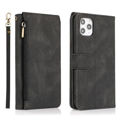 For iPhone 11 Pro Max Skin-feel Crazy Horse Texture Zipper Wallet Bag Horizontal Flip Leather Case with Holder & Card Slots & Wallet & Lanyard (Black) by buy2fix