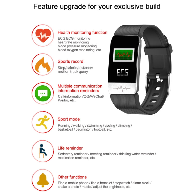 T1S 1.14 inch Screen IP67 Waterproof Smart Bracelet, Support Blood Oxygen Monitoring / Body Temperature Monitoring / Heart Rate Monitoring(Black) - Smart Wear by buy2fix | Online Shopping UK | buy2fix