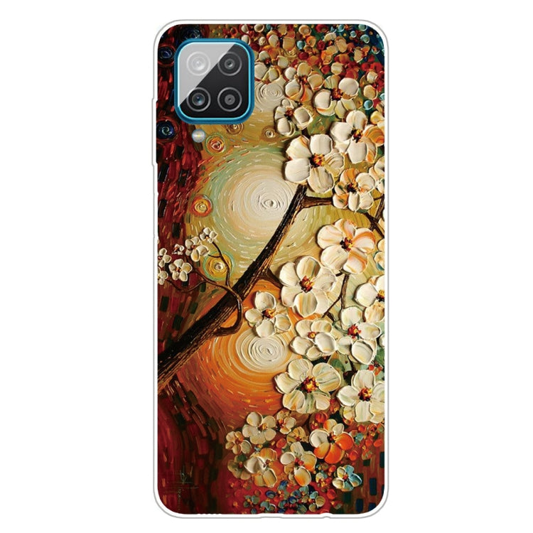 For Samsung Galaxy A12 Shockproof Painted Transparent TPU Protective Case(Oil Painting Magnolia) - Samsung Accessories by buy2fix | Online Shopping UK | buy2fix