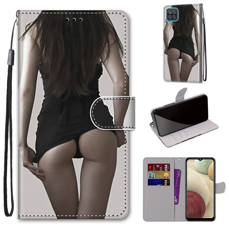 For Samsung Galaxy A12 / M12 Coloured Drawing Cross Texture Horizontal Flip PU Leather Case with Holder & Card Slots & Wallet & Lanyard(Upskirt) by buy2fix
