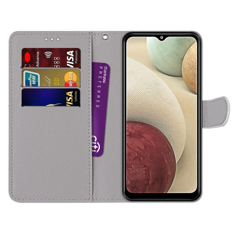 For Samsung Galaxy A12 / M12 Coloured Drawing Cross Texture Horizontal Flip PU Leather Case with Holder & Card Slots & Wallet & Lanyard(Upskirt) by buy2fix