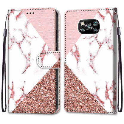 For Xiaomi Poco X3 NPC Coloured Drawing Cross Texture Horizontal Flip PU Leather Case with Holder & Card Slots & Wallet & Lanyard(Pink Stone Texture) by buy2fix