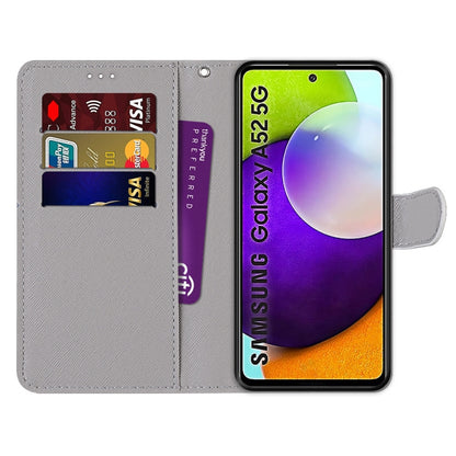 For Samsung Galaxy A52 5G Coloured Drawing Cross Texture Horizontal Flip PU Leather Case with Holder & Card Slots & Wallet & Lanyard(Upskirt) by buy2fix