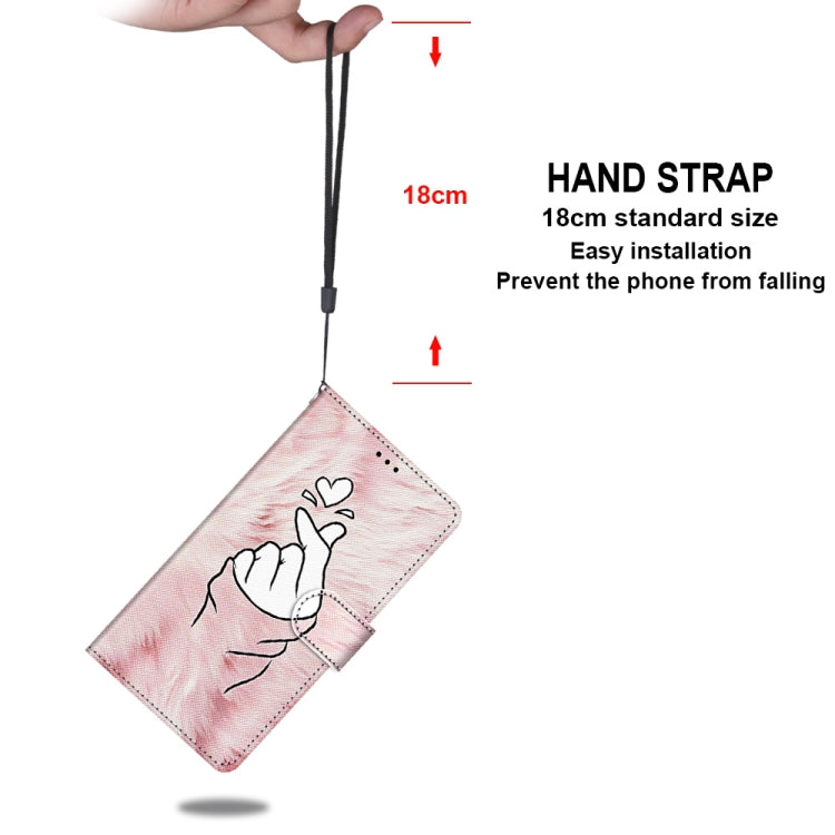 For Samsung Galaxy A52 5G Coloured Drawing Cross Texture Horizontal Flip PU Leather Case with Holder & Card Slots & Wallet & Lanyard(Pink Hands Heart) by buy2fix