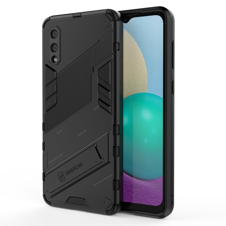 For Samsung Galaxy A02 (EU Version) Punk Armor 2 in 1 PC + TPU Shockproof Case with Invisible Holder(Black) by buy2fix