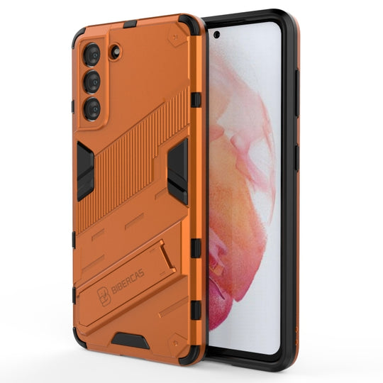 For Samsung Galaxy S21 5G Punk Armor 2 in 1 PC + TPU Shockproof Case with Invisible Holder(Orange)