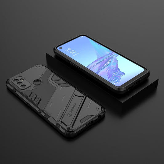 For OPPO A53 4G Punk Armor 2 in 1 PC + TPU Shockproof Case with Invisible Holder(Black) by buy2fix
