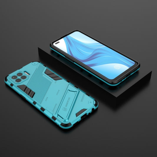 For OPPO F17 Pro Punk Armor 2 in 1 PC + TPU Shockproof Case with Invisible Holder(Blue) by buy2fix