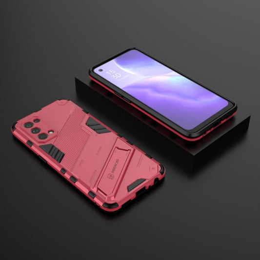 For OPPO Reno5 5G Punk Armor 2 in 1 PC + TPU Shockproof Case with Invisible Holder(Light Red) by buy2fix